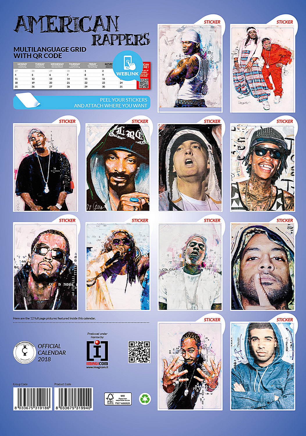 American Rappers Celebrity Wall Calendar 2018 Celebrity Calendars