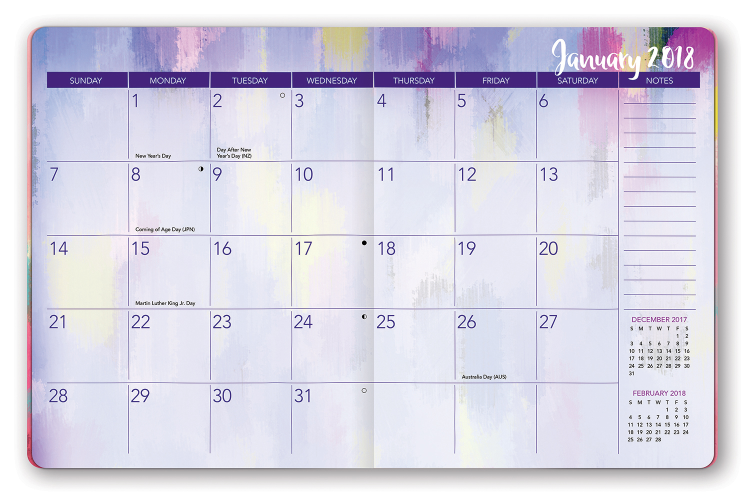 Aquarelle Just Right Monthly Planner 2018 Orange Circle Studio