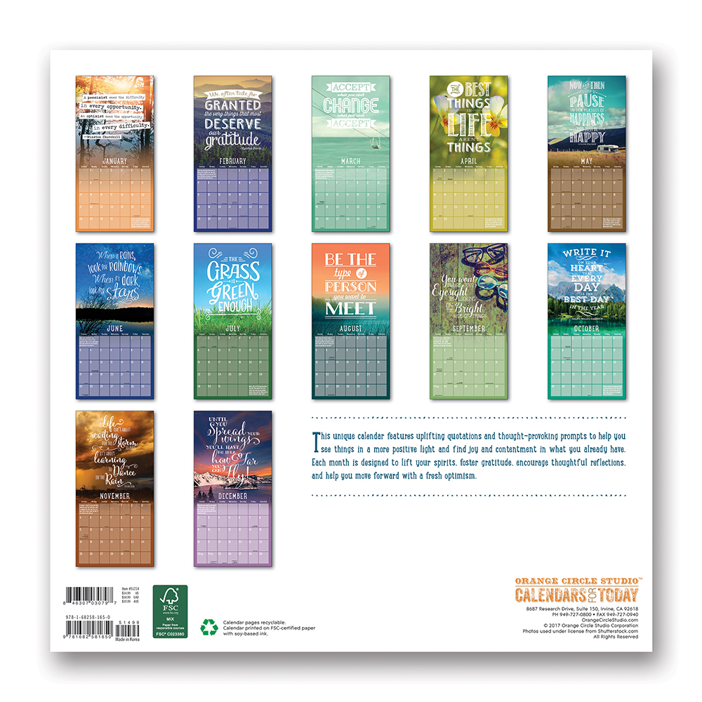 The Grass Is Green Enough Wall Calendar 2018 Orange Circle Studio